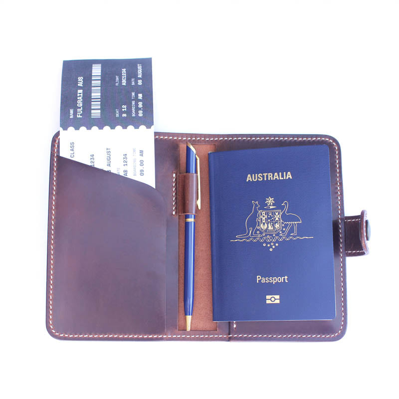 Passport Case/Wallet, Red Brown