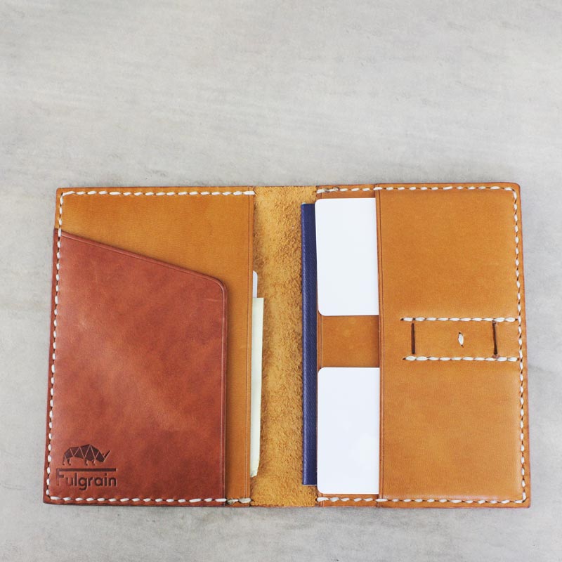 Passport Case/Wallet, Natural Tan + Chestnut