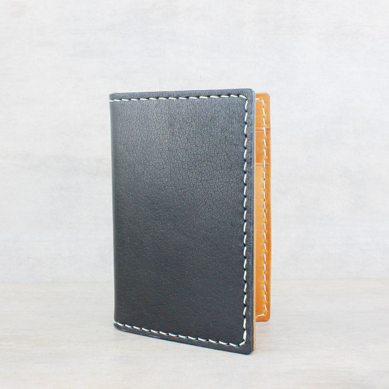 Vertical Cardholder/Wallet, Black + Tan