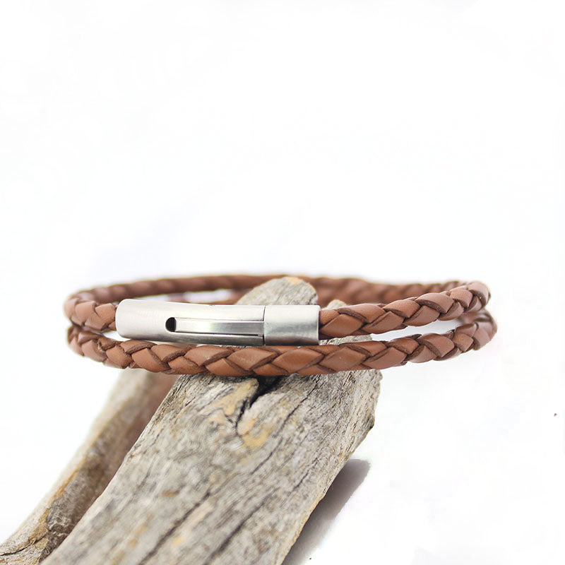 Double Wrap Bracelet, Saddle Brown