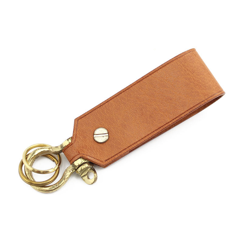 Leather Key Fob Brass Shackle, Tan