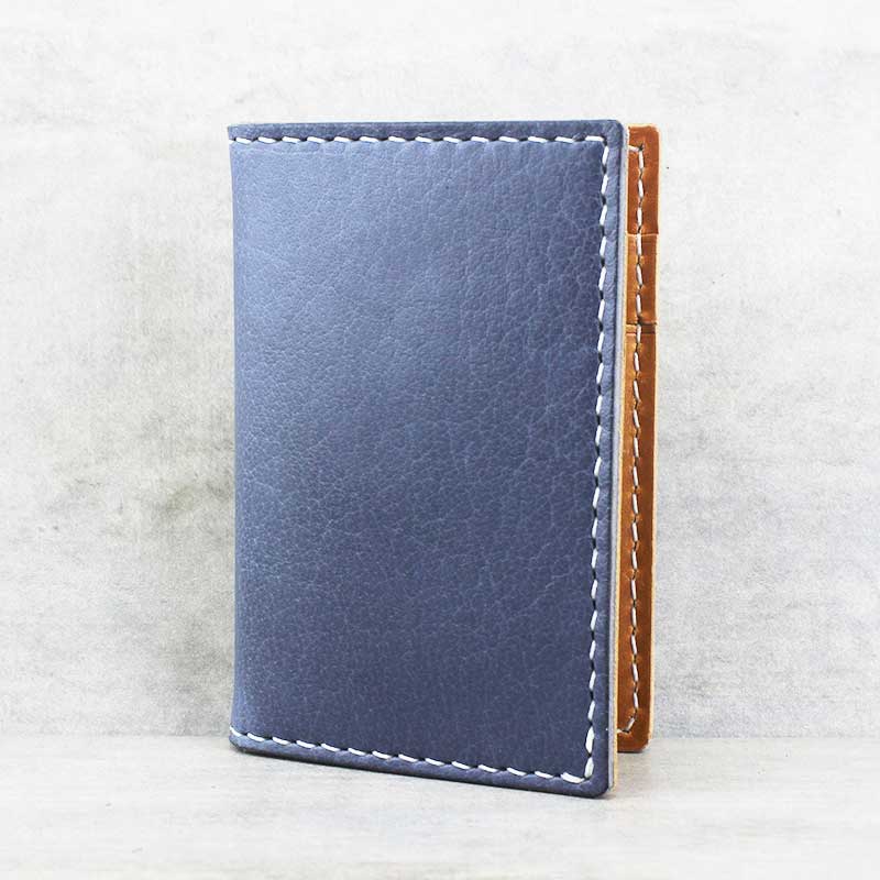 Vertical Cardholder/Wallet, Navy + Tan