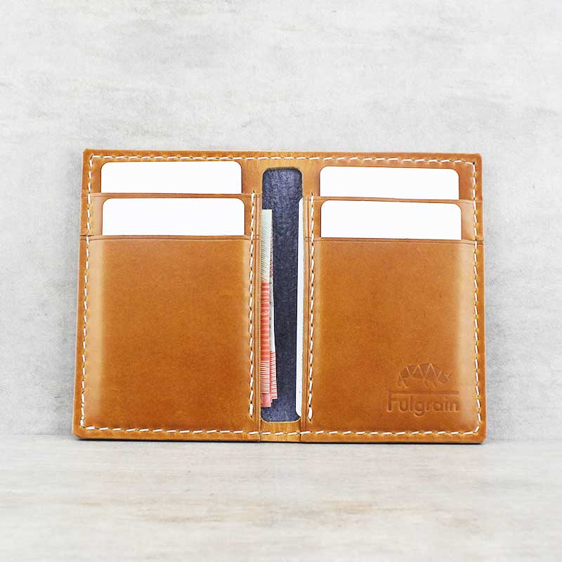 Vertical Cardholder/Wallet, Navy + Tan