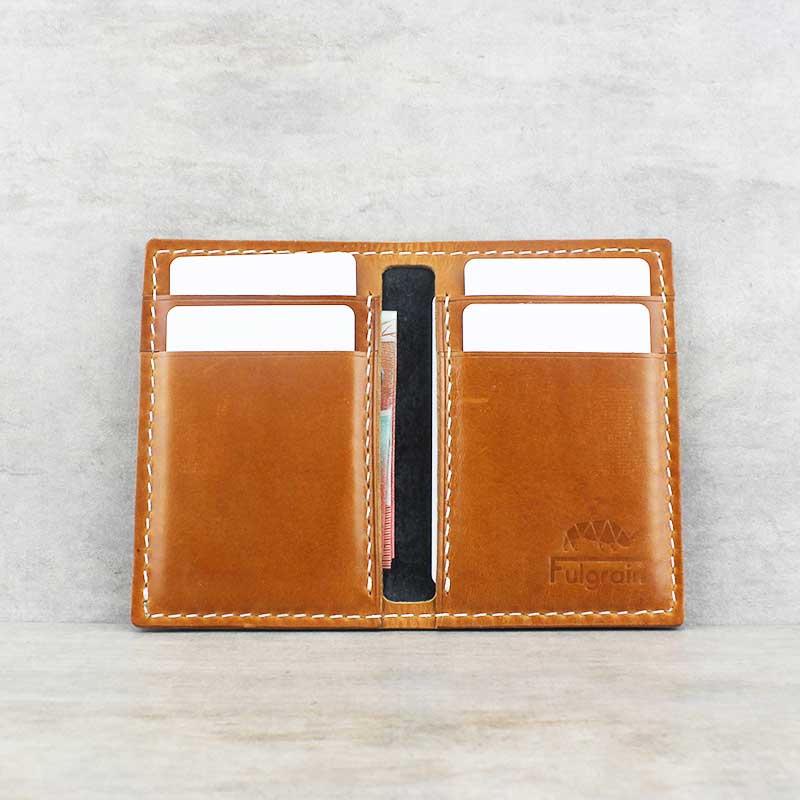 Vertical Cardholder/Wallet, Black + Tan