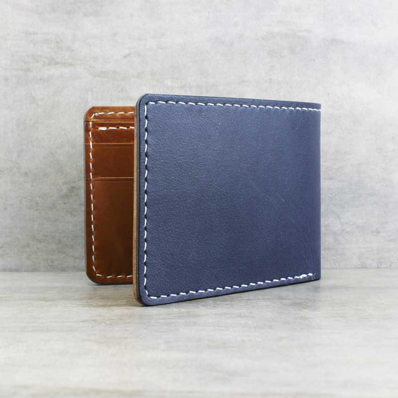 Classic Bifold Wallet, Navy + Tan