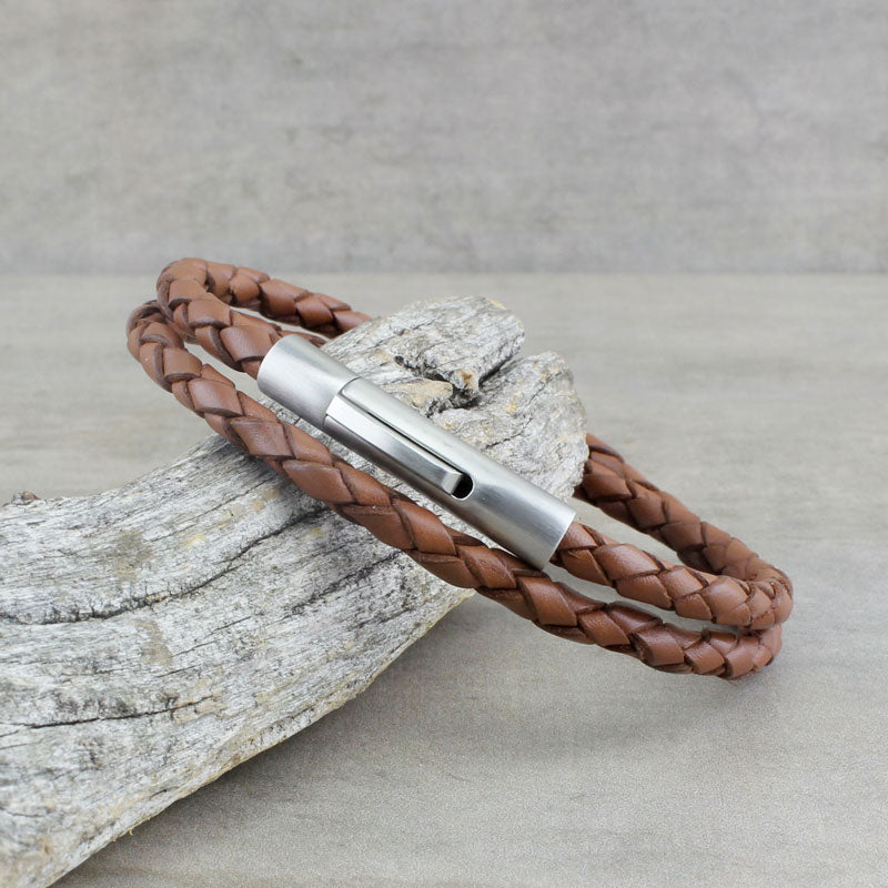 Double Wrap Bracelet, Saddle Brown