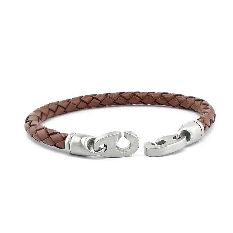 Brummel Clasp Single Wrap Leather Bracelet, Brown